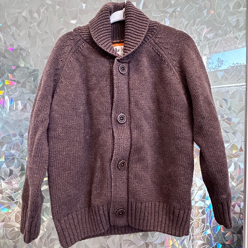 Hatley Brown Cardigan Sweater with Ribbed Details B19